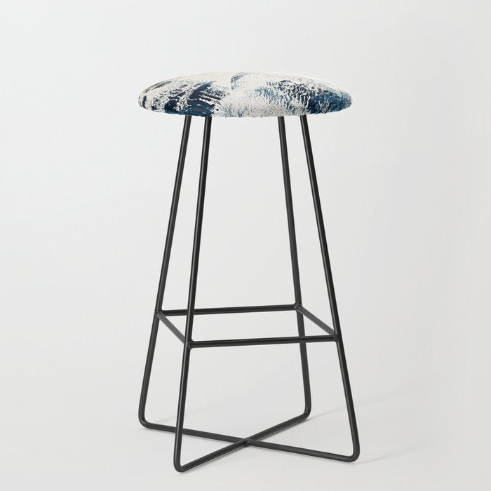 Sunset [1]: A Bright, Colorful Abstract Piece In Blue, Gold, And White By Alyssa Hamilton Art Stool