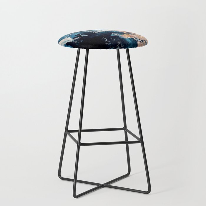 Sweetly: A Bohemian, Abstract Work On Paper In Blue, Pink, White, And Gold Stool