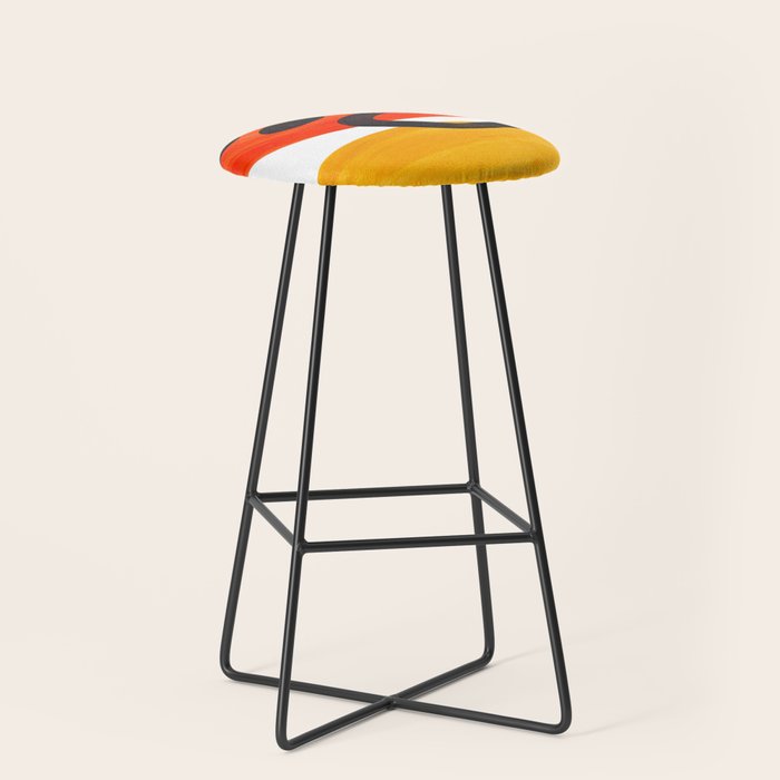 Midcentury Modern Colorful Abstract Pop Art Space Age Fun Bright Orange Yellow Colors Minimalist Stool