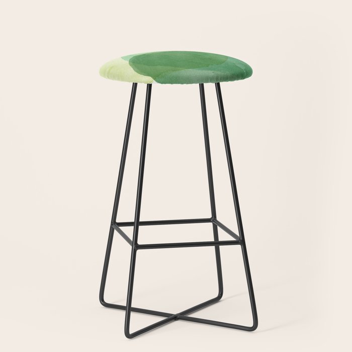 Abstract Organic Watercolor Shapes Painting In Green Stool