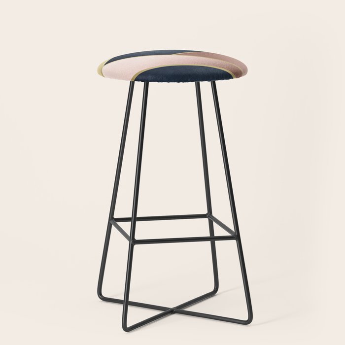 Geometric Art, Rose Gold, Pink And Navy Blue Modern  Stool