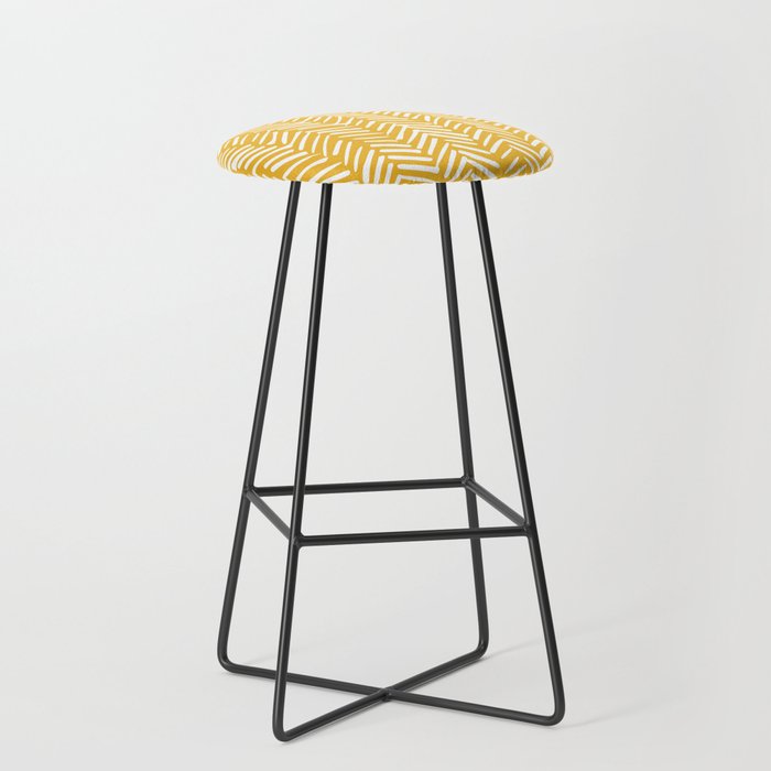 Boho Abstract Herringbone Pattern, Summer Yellow Stool