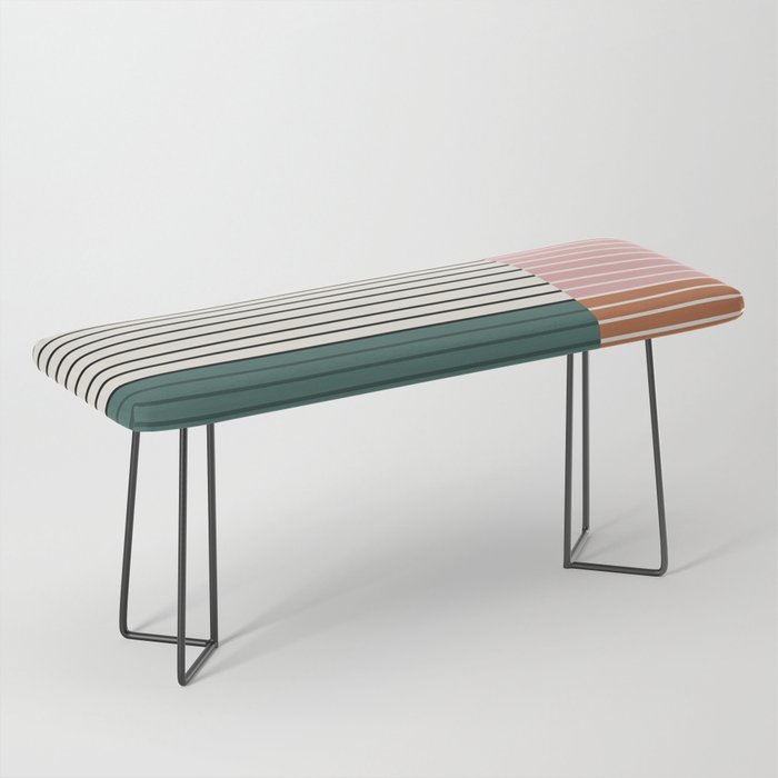 Color Block Line Abstract V Colorful Retro Bench