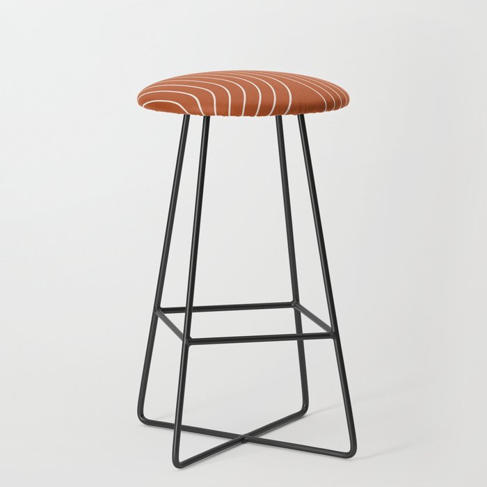Minimal Line Curvature Ix Red Mid Century Modern Arch Abstract Stool