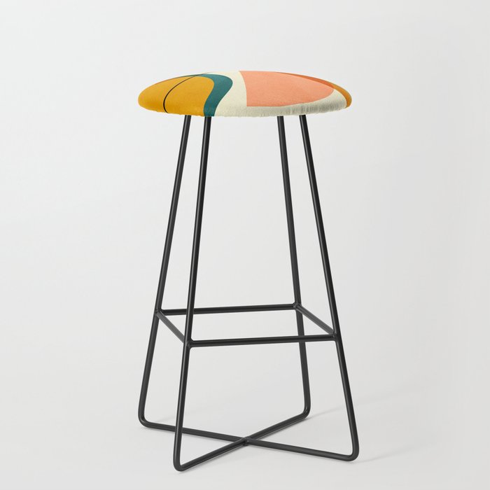 Mid Century Geometric Shapes Painted Abstract Iii Stool