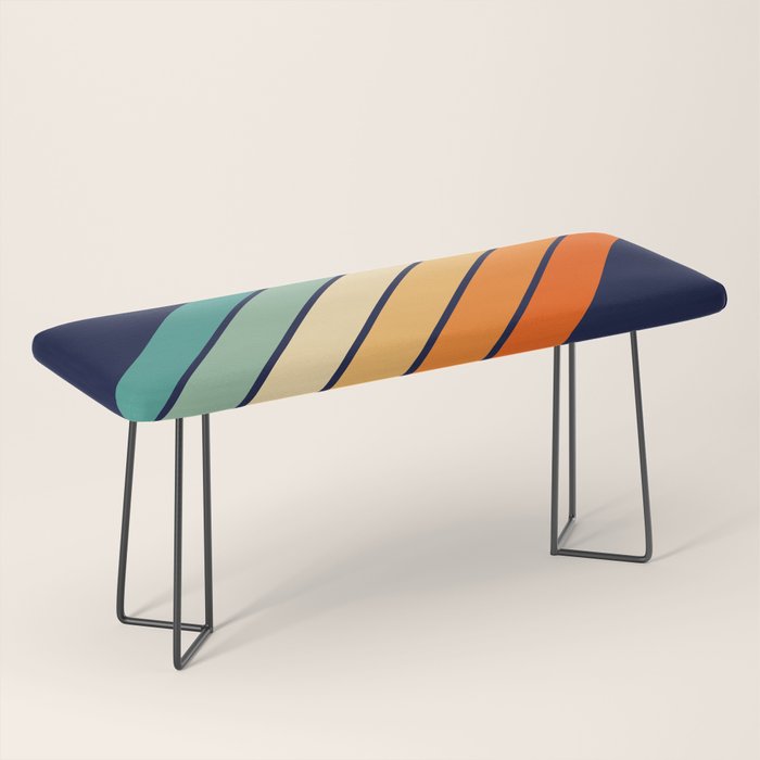 Farida - 70s Vintage Style Retro Stripes Bench