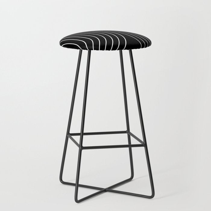 Minimal Line Curvature Ii Black And White Mid Century Modern Arch Abstract Stool