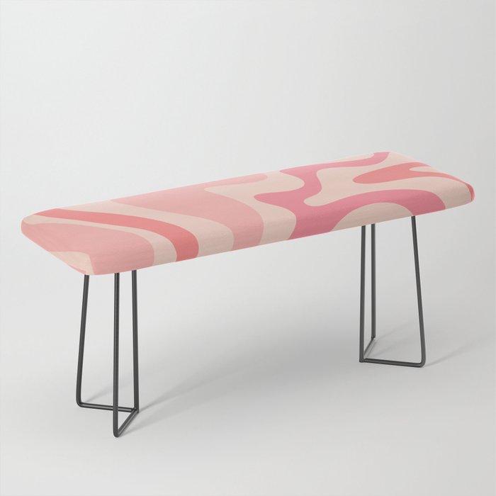 Retro Liquid Swirl Abstract In Soft Pink Bench