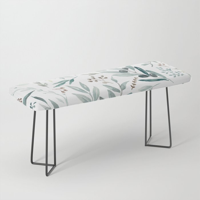 Botanical Eucalyptus Leaves Pattern Bench