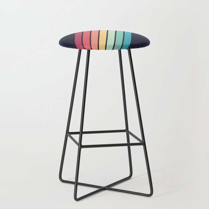 Lembona - Classic 70s Vintage Style Retro Summer Stripes Stool
