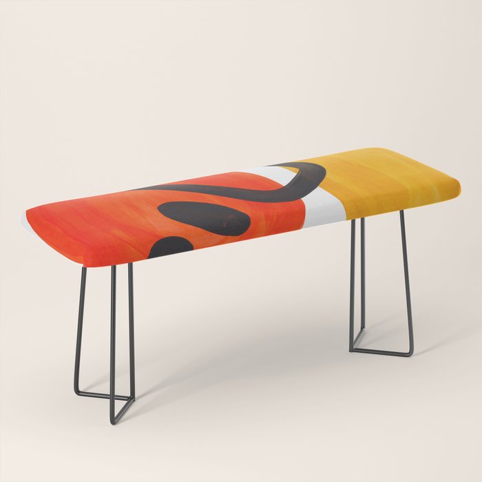 Midcentury Modern Colorful Abstract Pop Art Space Age Fun Bright Orange Yellow Colors Minimalist Bench