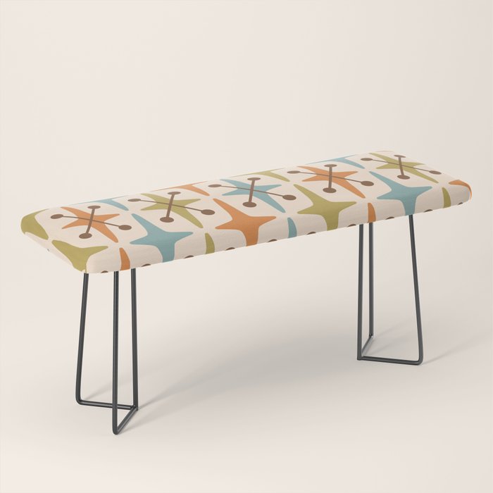 Mid Century Modern Googie Star Pattern Mid Mod Bench