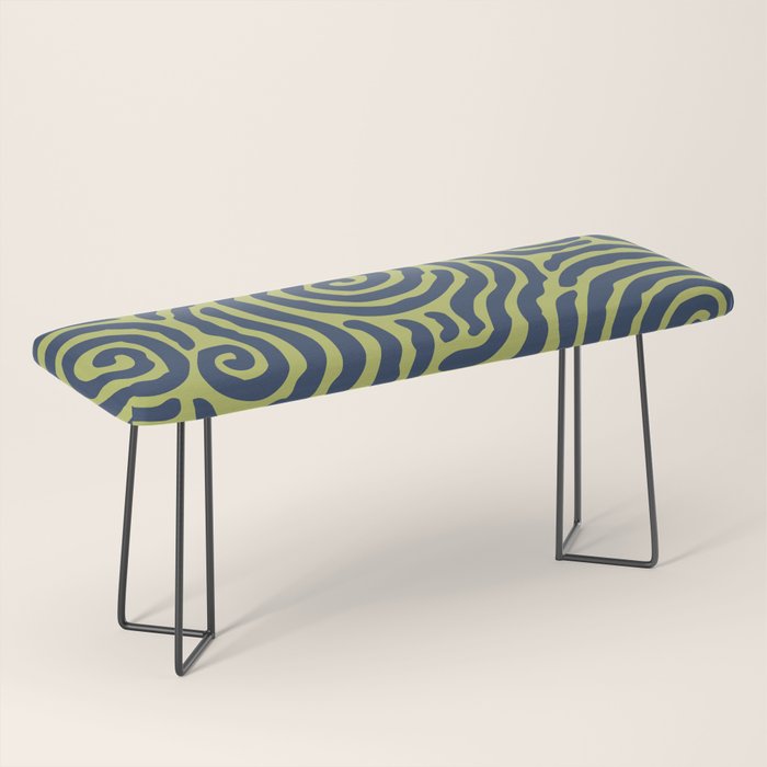 Ripple Effect Pattern Blue And Chartreuse Bench