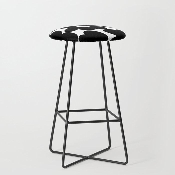 Black Retro Flowers White Background #Decor #Homestorie #Buyart Stool