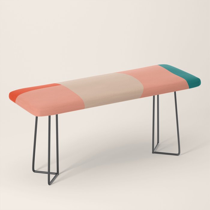 Geometry Shape Mid Century Organic Blush Curry Teal Bench