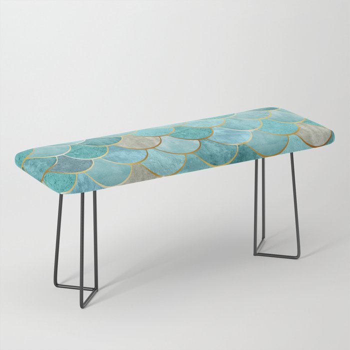 Moroccan Mermaid Fish Scale Pattern, Aqua,Teal Bench