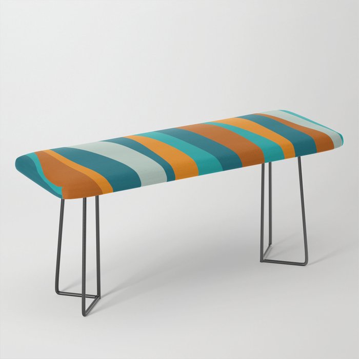 Liquid Stripes In Rust Orange Aqua Turquoise Teal  Bench