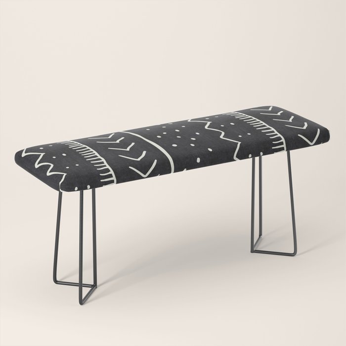 Cute Geometric Stripe In Black And White Bench