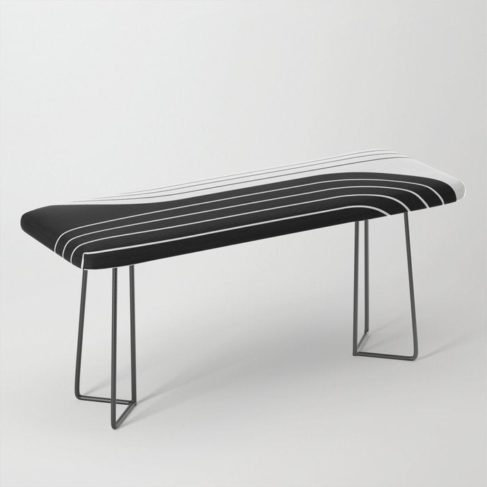 Two Tone Line Curvature Viii Black And White Modern Arch Abstract Bench