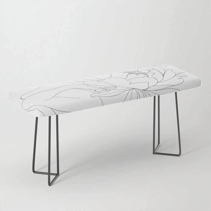 Minimal Line Art Woman Flower Head Bench