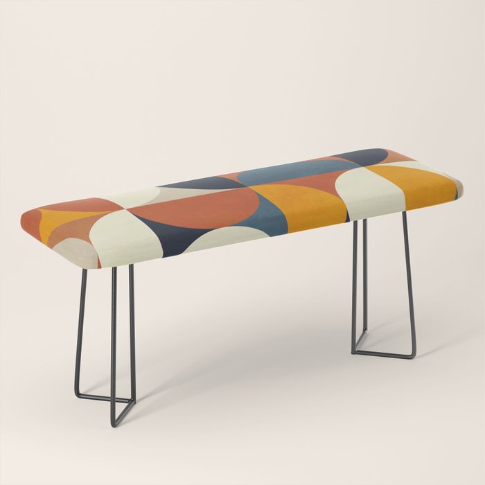 Mid Century Abstract Shapes Fall Winter 3 Bench
