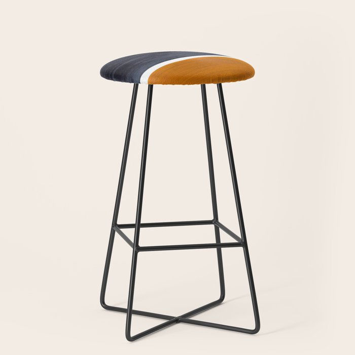 Minimalist Mid Century Modern Colorful Color Field Rothko Navy Blue Yellow Ochre Stool