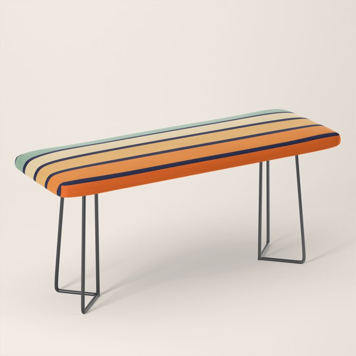 Marynda - Classic Colorful 70s Vintage Style Retro Summer Stripes Bench