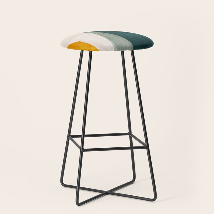 Mid Century Shapes Abstract Painting 3 Stool