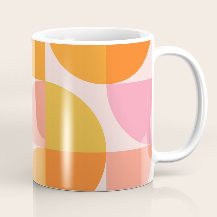 Mid Century Mod Geometry In Pink And Orange Coffee Mug