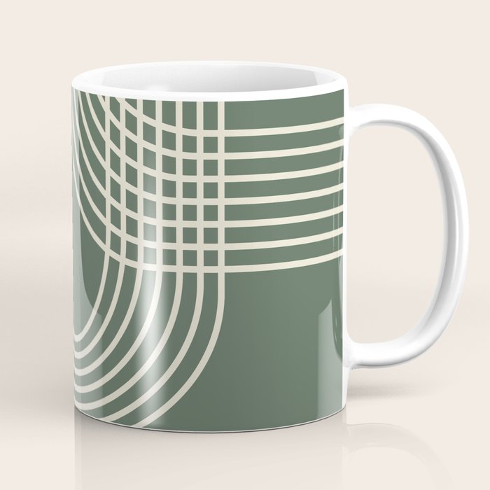Minimalist Lines In Forest Green Coffee Mug
