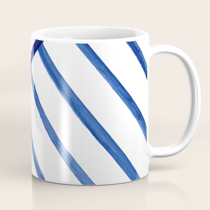 Watercolor Lines Pattern | Navy Blue Coffee Mug
