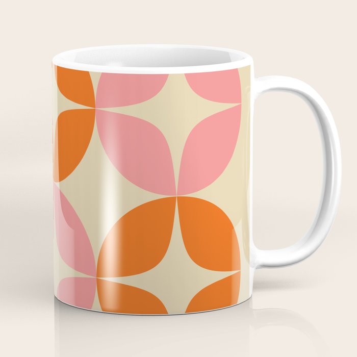 Mid Century Modern Pattern In Pink And Orange Coffee Mug