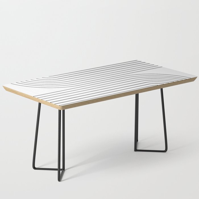 Minimal Line Curvature I Black And White Mid Century Modern Arch Abstract Coffee Table
