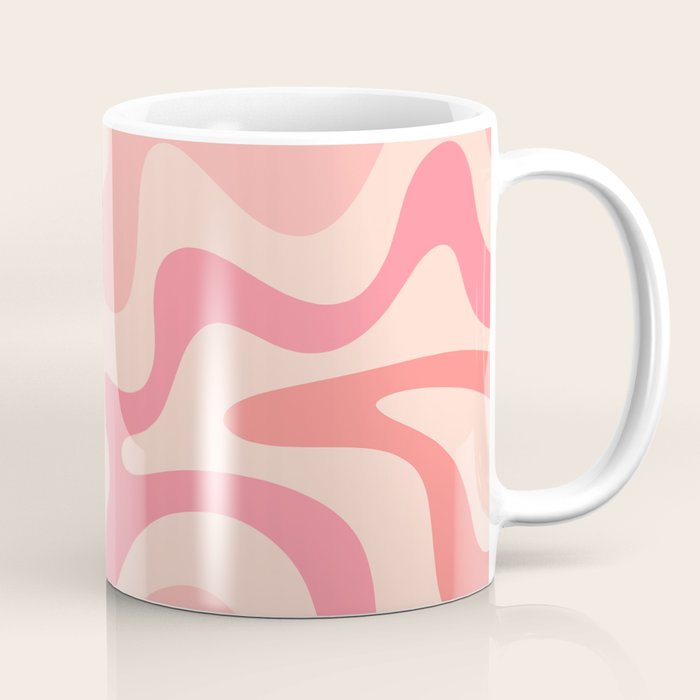 Retro Liquid Swirl Abstract In Soft Pink Coffee Mug