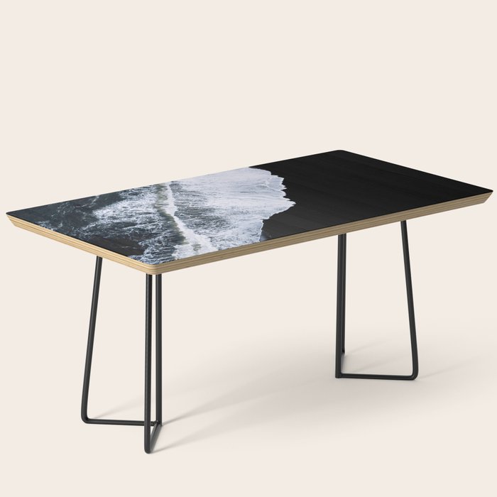 Waves Crashing On A Black Sand Beach Minimal Landscape Photography Coffee Table
