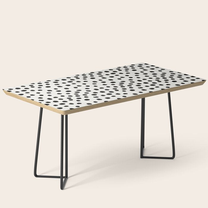 Preppy Brushstroke Free Polka Dots Black And White Spots Dots Dalmation Animal Spots Design Minimal Coffee Table