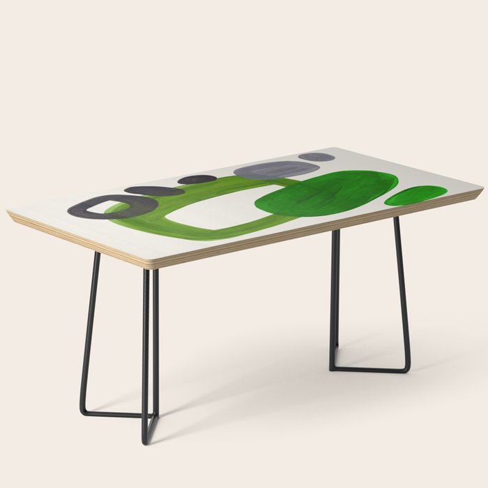 Minimalist Modern Mid Century Colorful Abstract Shapes Olive Green Retro Funky Shapes 60'S Vintage Coffee Table