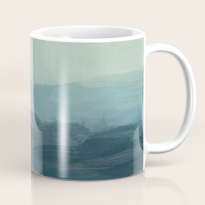Sea Levels - Seafoam Green Mint Navy Blue Abstract Ocean Art Painting Coffee Mug