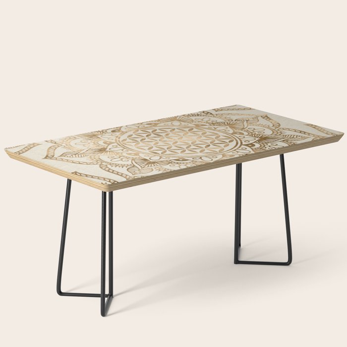 Flower Of Life In Lotus - Pastel Golds And Canvas Coffee Table