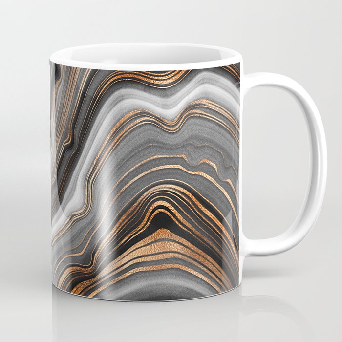 Elegant Black Marble With Gold And Copper Veins Coffee Mug