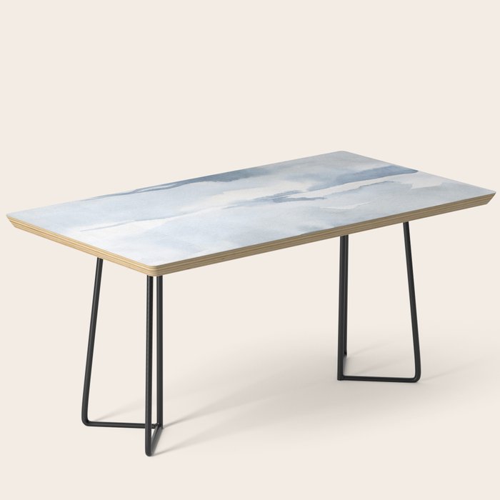 Pastel Blue Gray Abstract Watercolor Brushstrokes Stripes Pattern Coffee Table