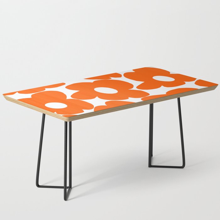 Orange Retro Flowers White Background #Decor #Homestorie #Buyart Coffee Table