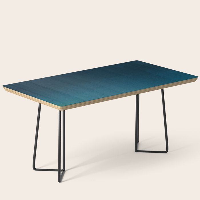 Navy Blue Teal Hand Painted Watercolor Paint Ombre Coffee Table