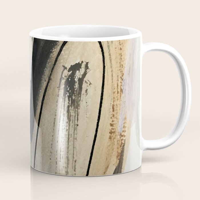 Drift [5]: A Neutral Abstract Mixed Media Piece In Black, White, Gray, Brown Coffee Mug