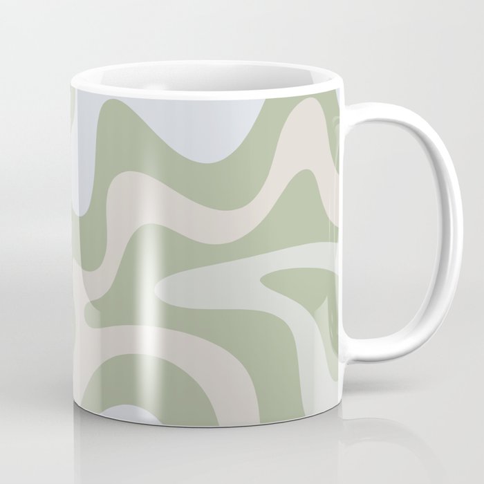 Liquid Swirl Contemporary Abstract Pattern In Light Sage Green Coffee Mug