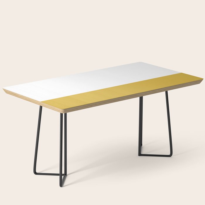 Mustard Yellow And White Solid Color Block Coffee Table