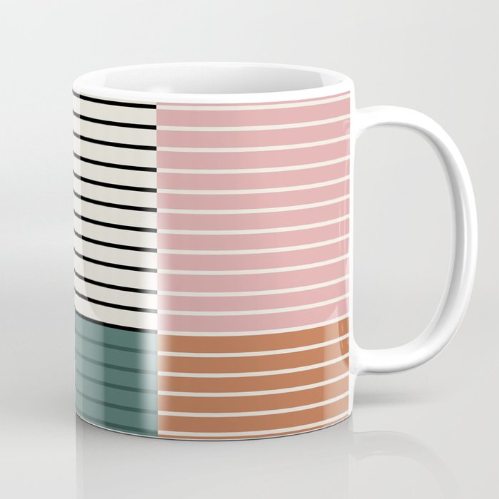 Color Block Line Abstract V Colorful Retro Coffee Mug