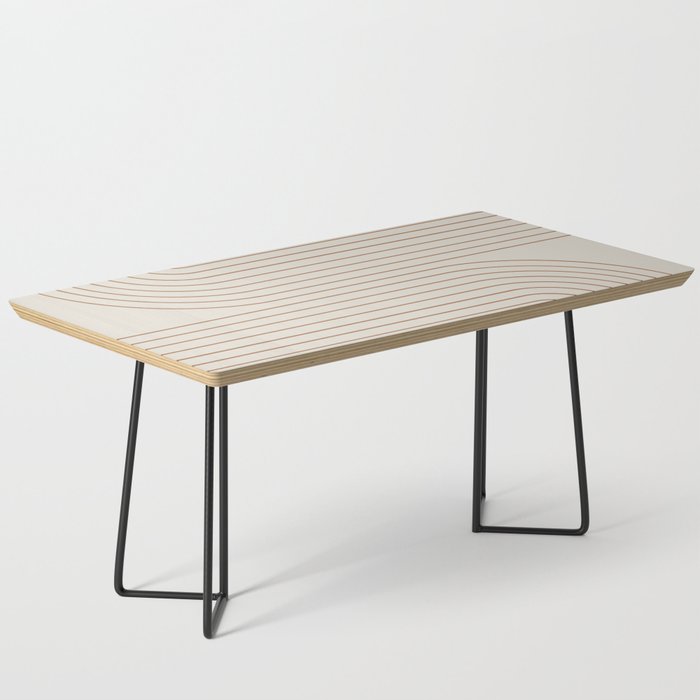 Minimal Line Curvature Vi Earthy Natural Mid Century Modern Arch Abstract Coffee Table