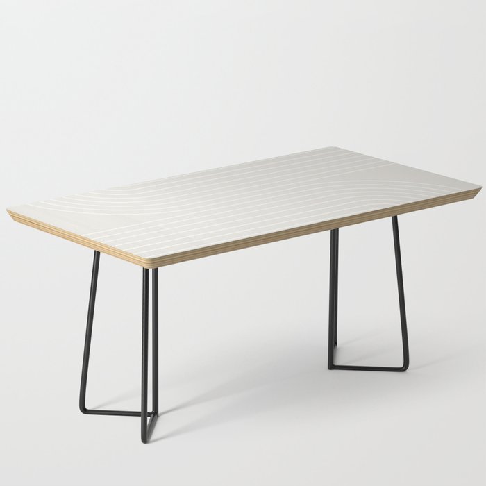 Minimal Line Curvature Xi Natural Off White Mid Century Modern Arch Abstract Coffee Table