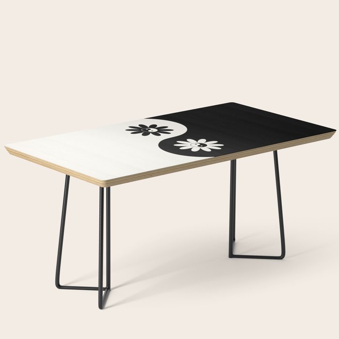 Yin Yang Flower In Black & White Coffee Table